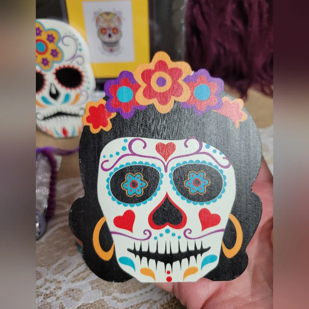 Lot of 6 sugar skull related items